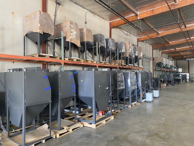Blast cabinets in the Raptor Blaster warehouse